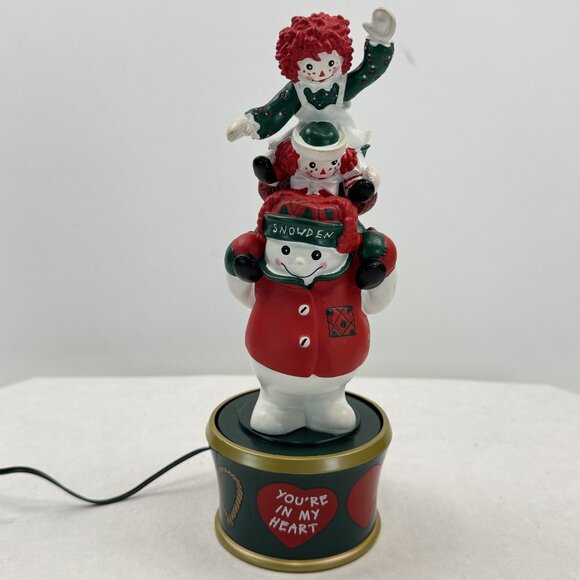 Vintage 1998 Mr Christmas Raggedy Ann & Andy Snowden Twirling Table Top Animated - Picture 1 of 13